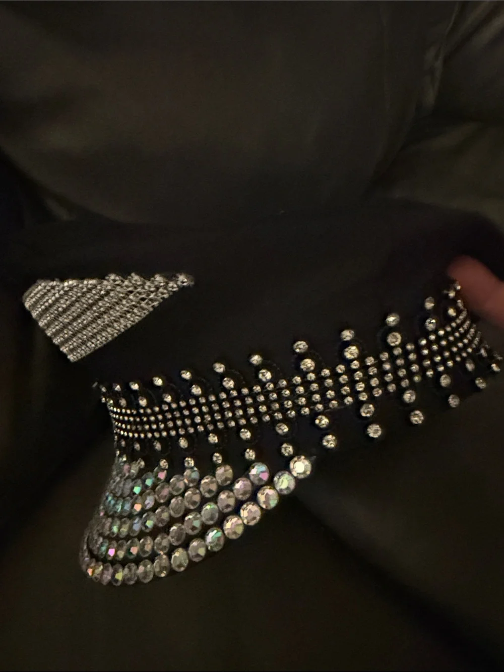 Black Rhinestone Military-Style Women's Cap